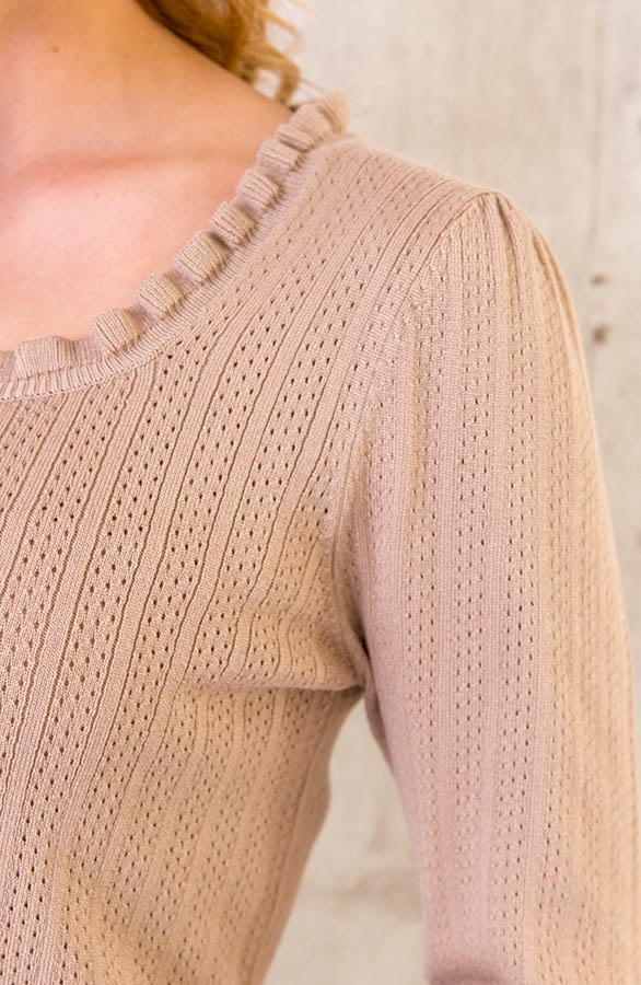 Dotted Ruffle Longsleeve Taupe, Shoparchiv, Foto 4