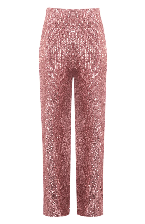 Exclusive Pailletten Flared Broek Rose – shoparchief