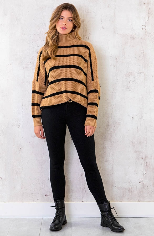 Gebreide Coltrui Met Strepen Camel – shoparchief, foto 6