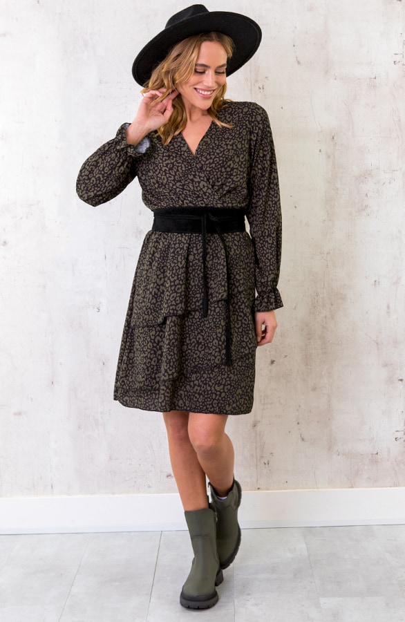 Jurk met Panterprint Zwart Groen – shoparchief, foto 3