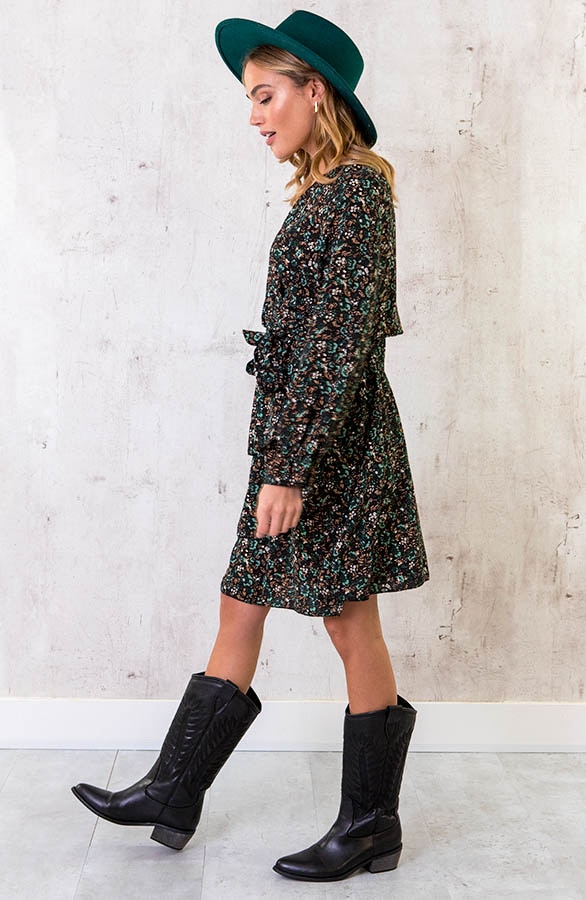 Laagjes Jurk Wild Flower Smaragd – shoparchief, foto 3