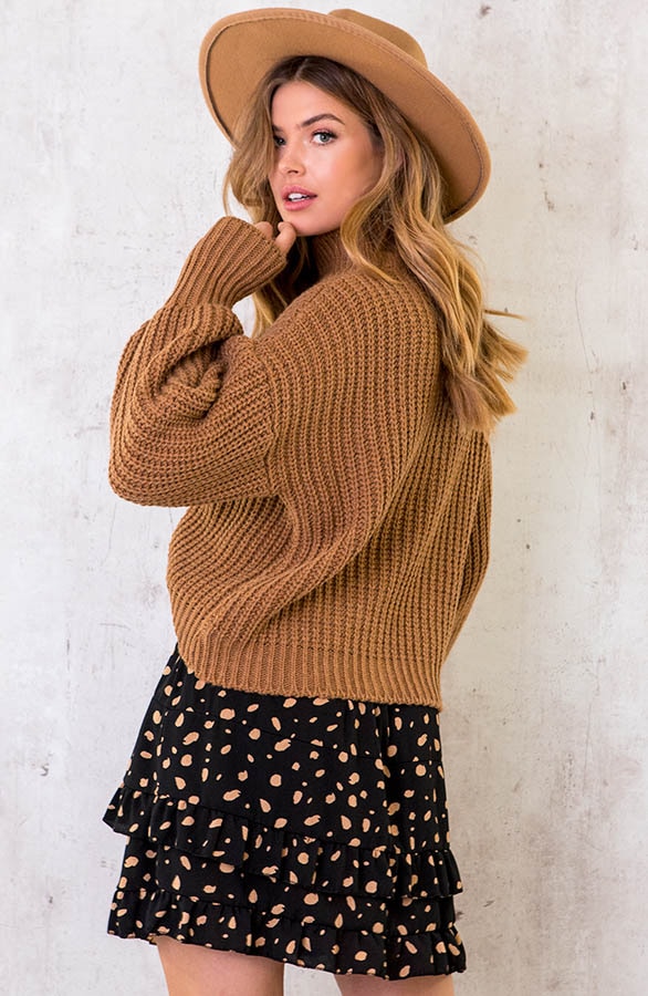 Laagjes Rok Stippenprint Camel – shoparchief, foto 4