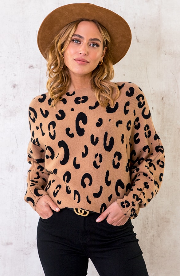 Leopard Oversized Trui Camel – shoparchief