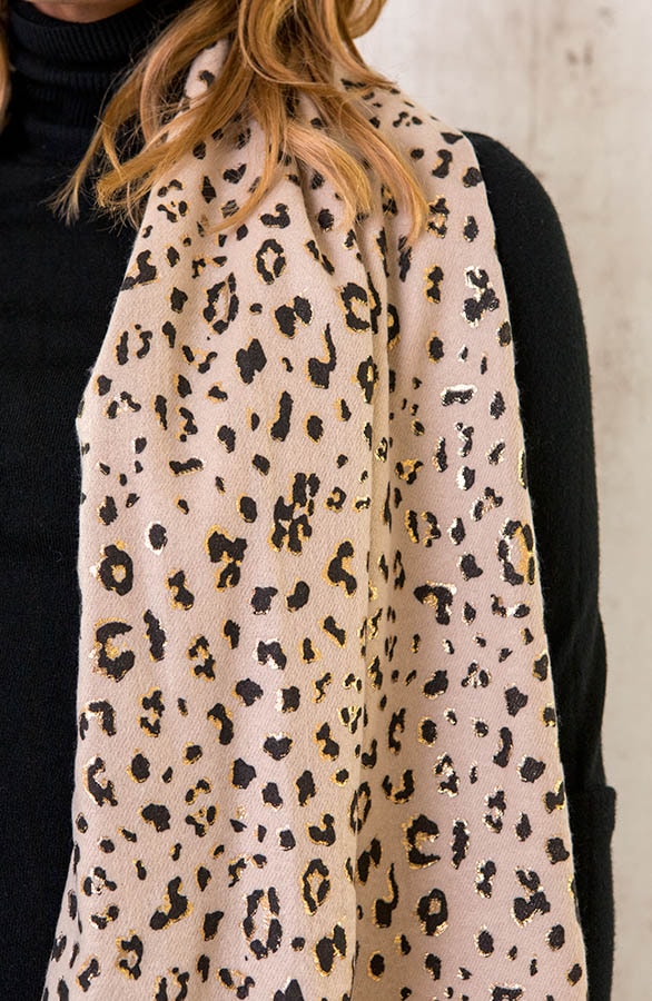 Leopard Scarf Metallic Beige – shoparchief, foto 4