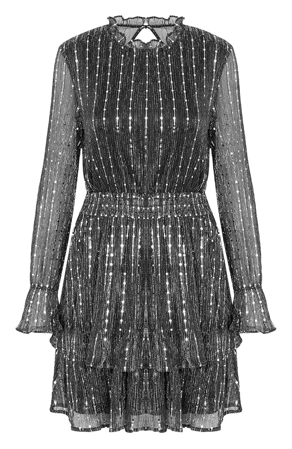 Limited Plisse Lurex Jurk Zwart – shoparchief