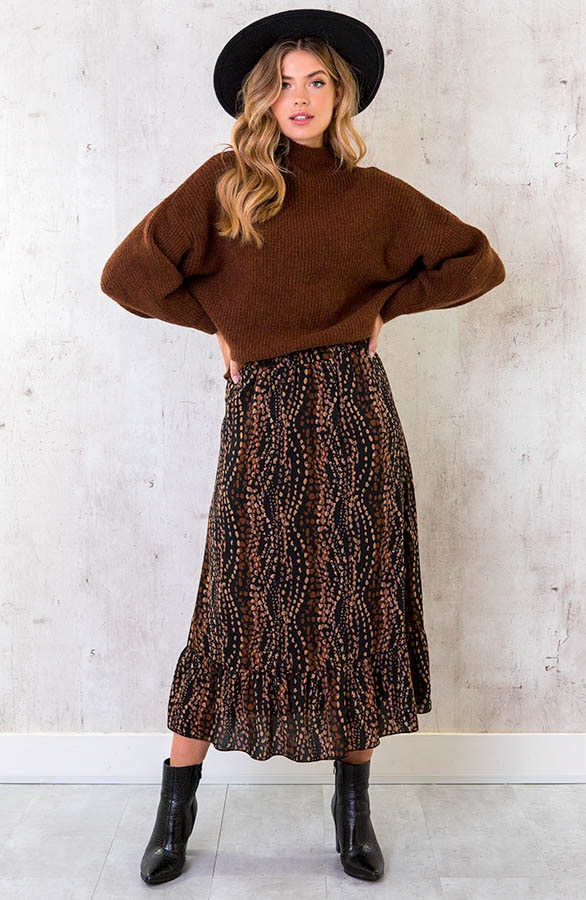 Midi Dots Print Rok Choco – shoparchief, foto 3