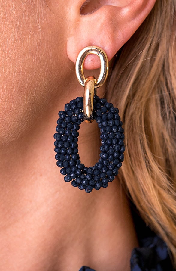 Oval Luxury Oorbellen Navy – shoparchief, foto 2