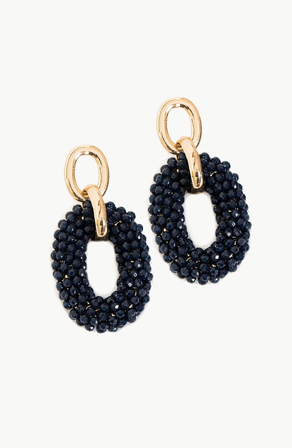 Oval Luxury Oorbellen Navy – shoparchief