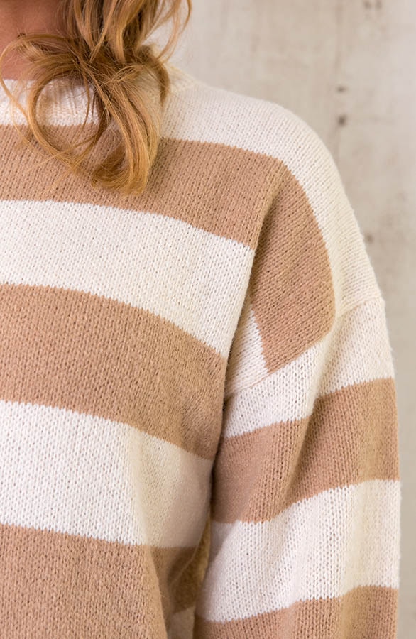 Oversized Strepen Jurk Beige – shoparchief, foto 5