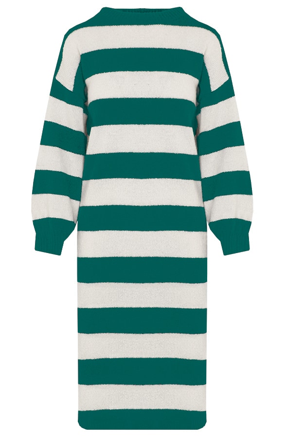Oversized Strepen Jurk Groen – shoparchief