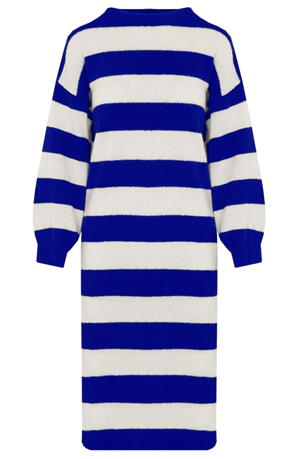 Oversized Strepen Jurk Kobalt – shoparchief