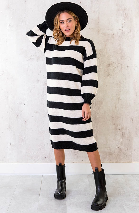 Oversized Streifen Kleid Schwarz, Shoparchiv, Foto 9
