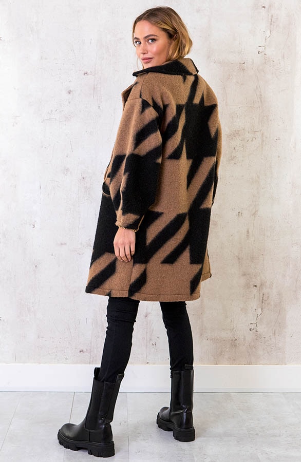 Oversized Woven Coat Camel – shoparchief, foto 3