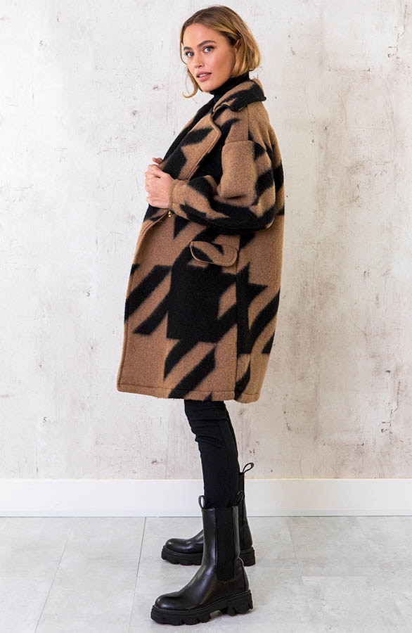 Oversized Woven Coat Camel – shoparchief, foto 2