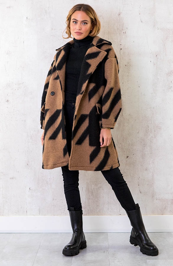 Oversized Woven Coat Camel – shoparchief