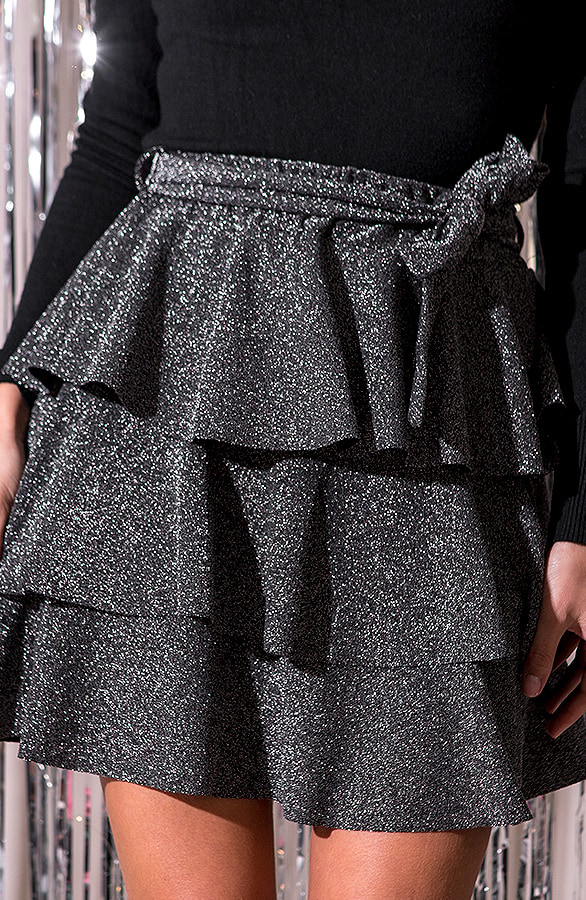 Ruffle Lurex Rok Zilver – shoparchief