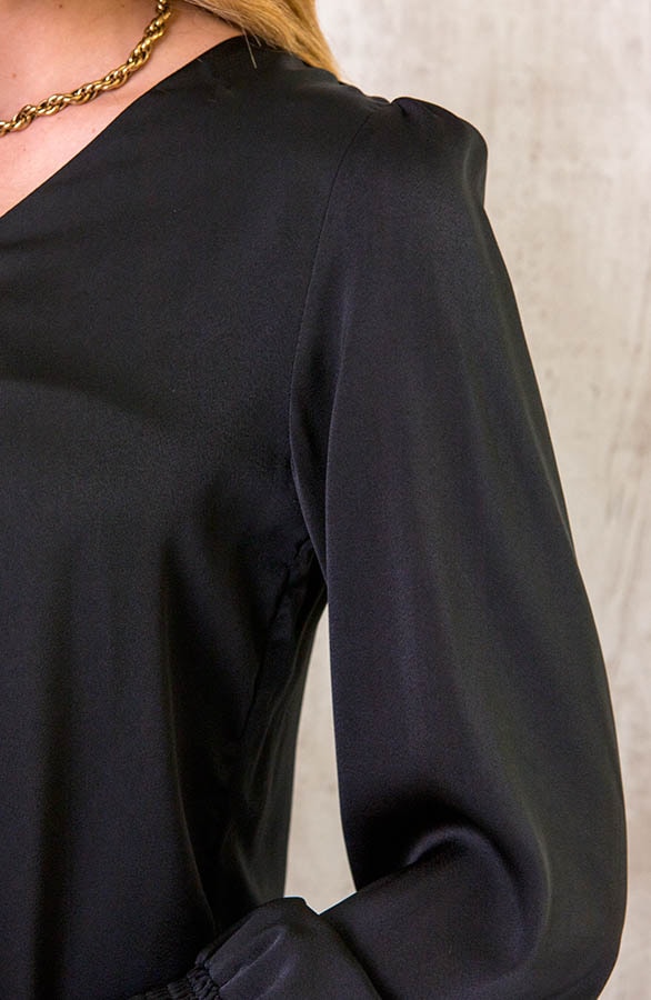 Silk Knopen Blouse Zwart – shoparchief, foto 4