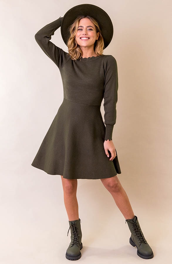 Wavy A-lijn Jurk Army – shoparchief, foto 8