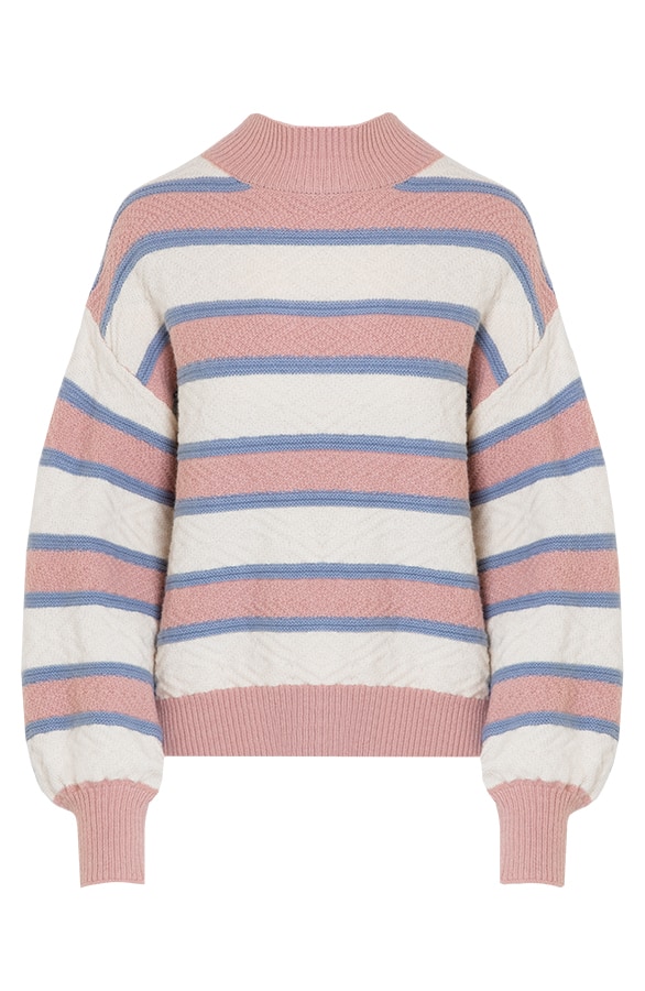 Multicolor Streifenmuster Pullover Rosa, Shoparchiv