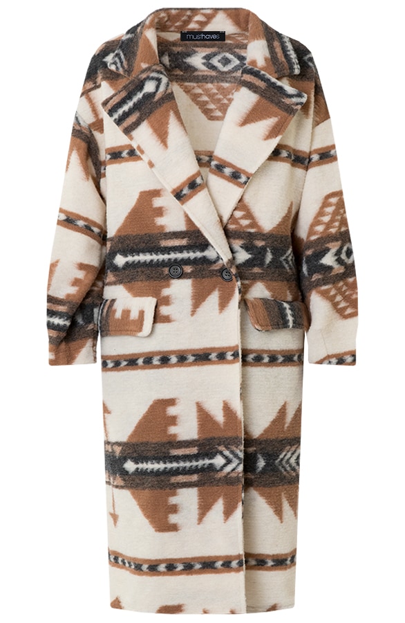 Oversized Woven Coat Aztec Camel – shoparchief