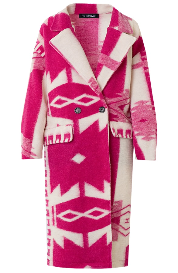 Oversized Woven Coat Aztec Fuchsia – shoparchief