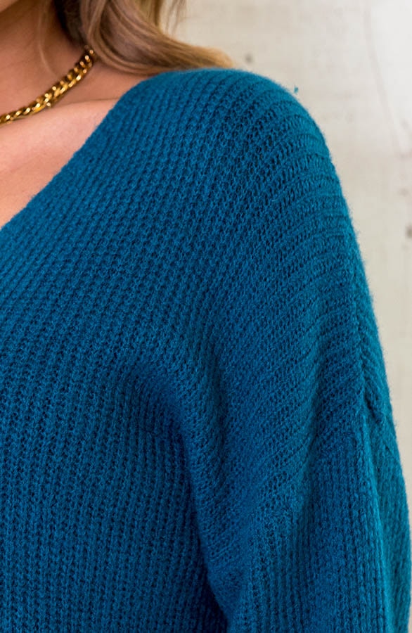 Basic Soft V-Trui Petrol – shoparchief, foto 5