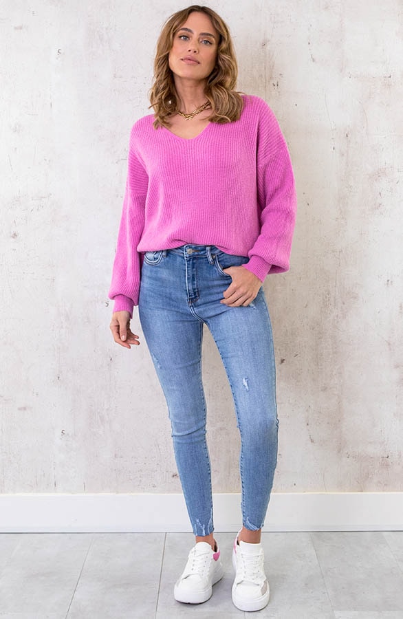 Basic Soft V-Trui Roze – shoparchief, foto 6