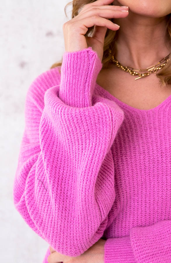 Basic Soft V-Trui Roze – shoparchief, foto 5