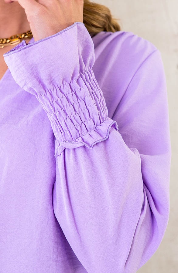 Basic V-hals Blouse Lila – shoparchief, foto 5