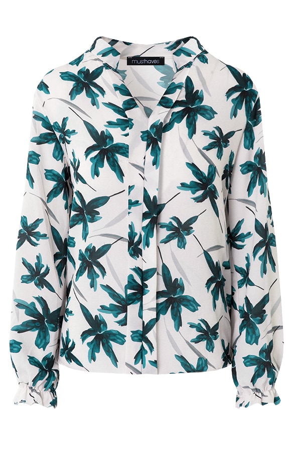 Bloemen Blouse Dames Ecru Groen – shoparchief