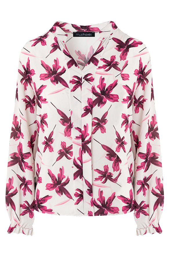 Bloemen Blouse Dames Ecru Roze – shoparchief