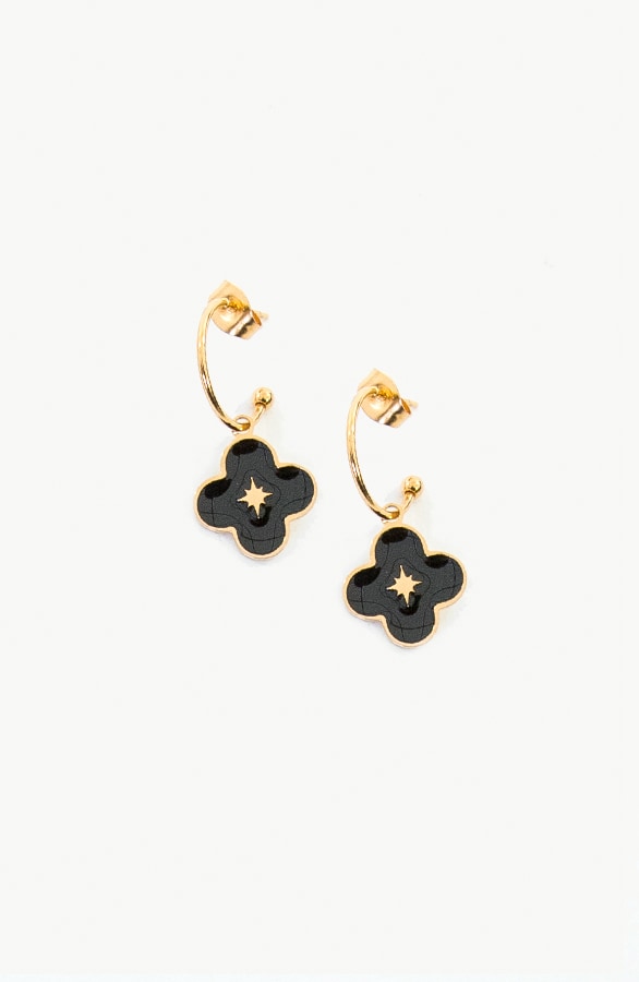 Bloemen Oorbel Zwart – shoparchief
