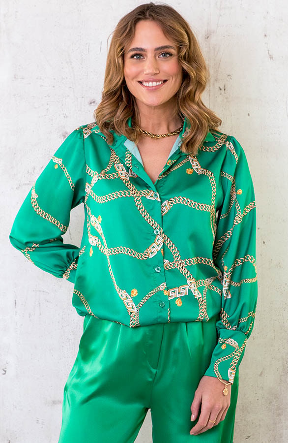Chain Blouse Bright Green – shoparchief, foto 2