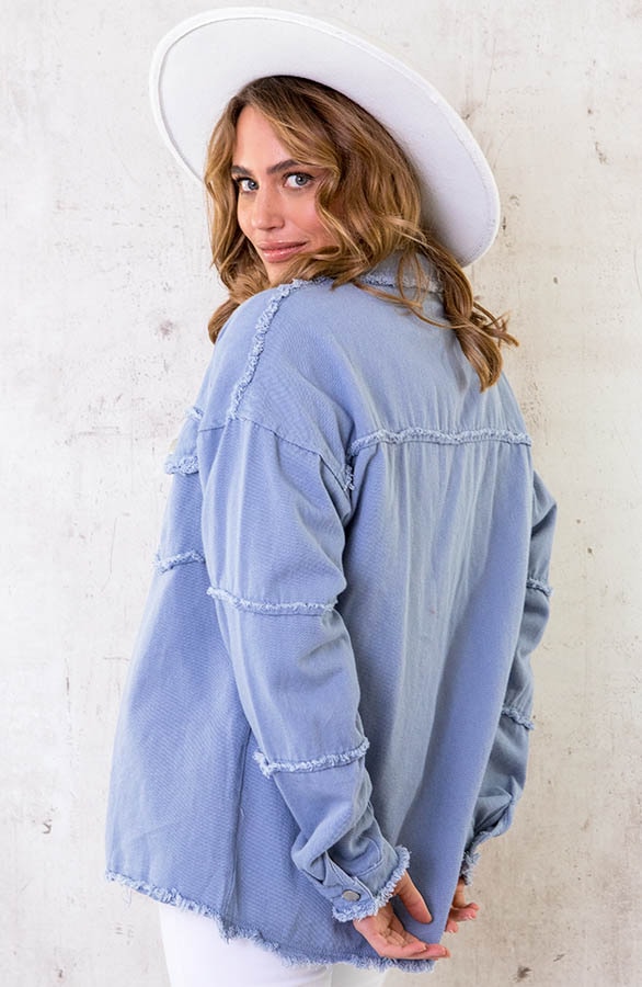 Cotton Oversized Jacket Jeansblauw – shoparchief, foto 4