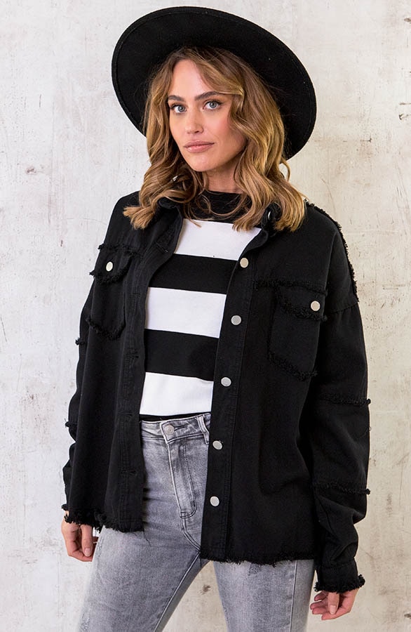 Cotton Oversized Jacket Zwart – shoparchief
