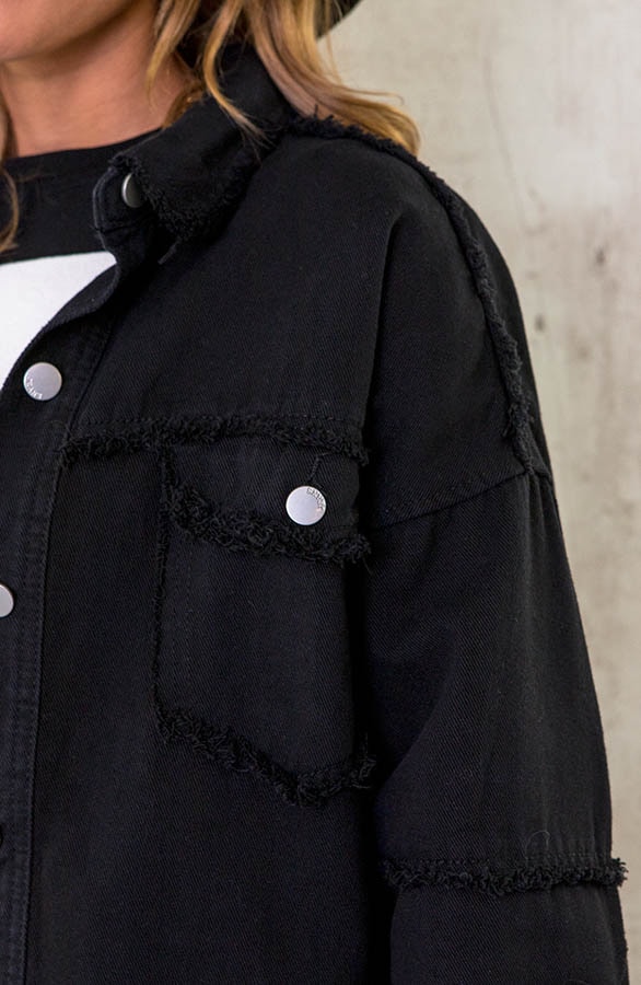 Cotton Oversized Jacket Zwart – shoparchief, foto 5