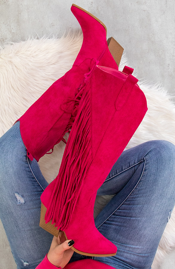 Cowboy Fringe Laarzen Fuchsia – shoparchief