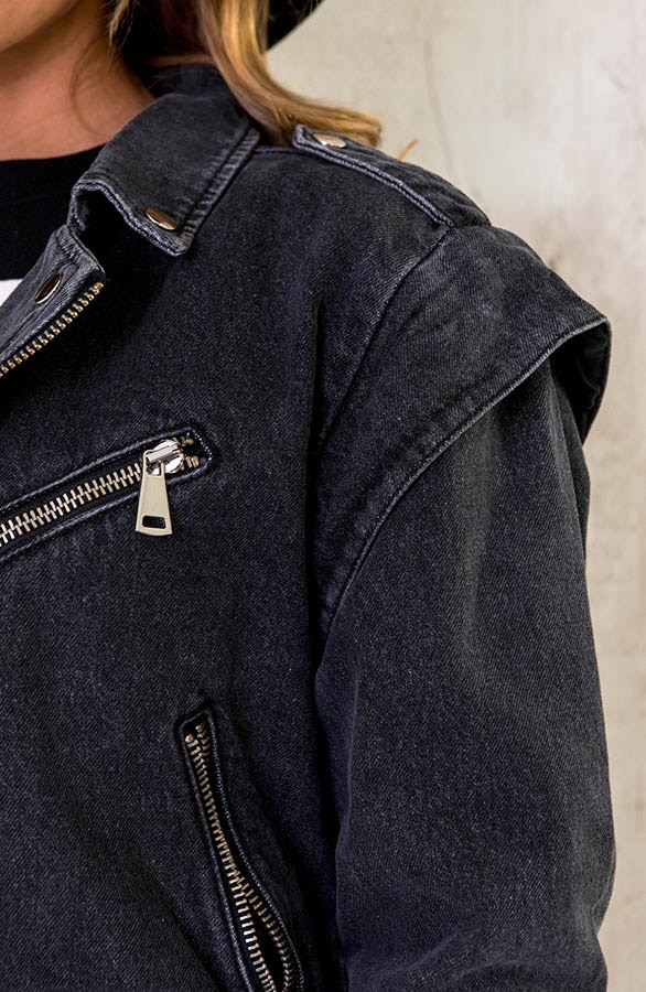 Exclusive Denim Jacket 2 in 1 Zwart – shoparchief, foto 5