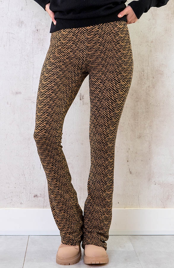 Flared Broek Deluxe Print Camel – shoparchief
