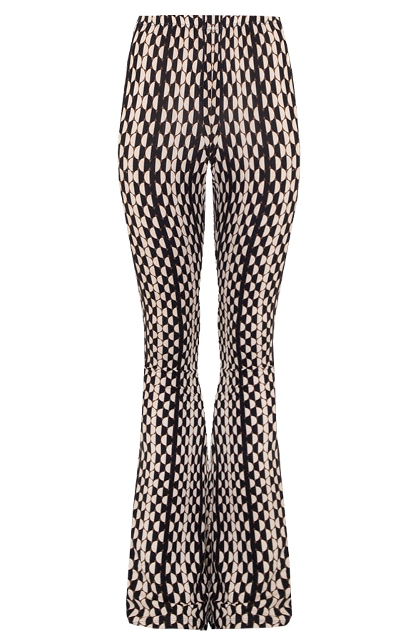 Flared Broek Retro Rondjes Beige – shoparchief