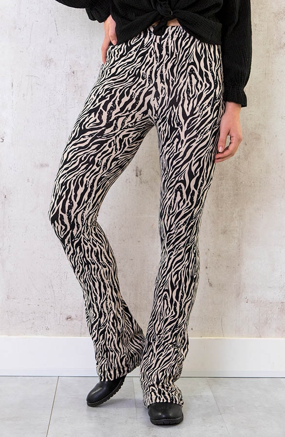 Flared Broek Zebra Beige – shoparchief