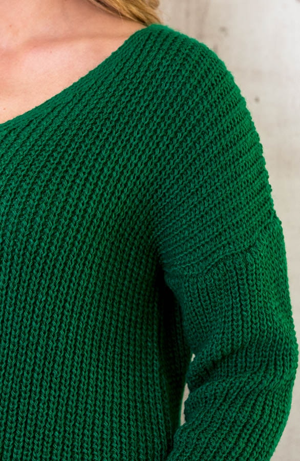 Gebreide Basic V-trui Bright Green – shoparchief, foto 5