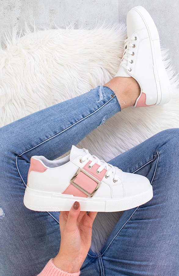 Gesp Sneakers Wit Roze – shoparchief