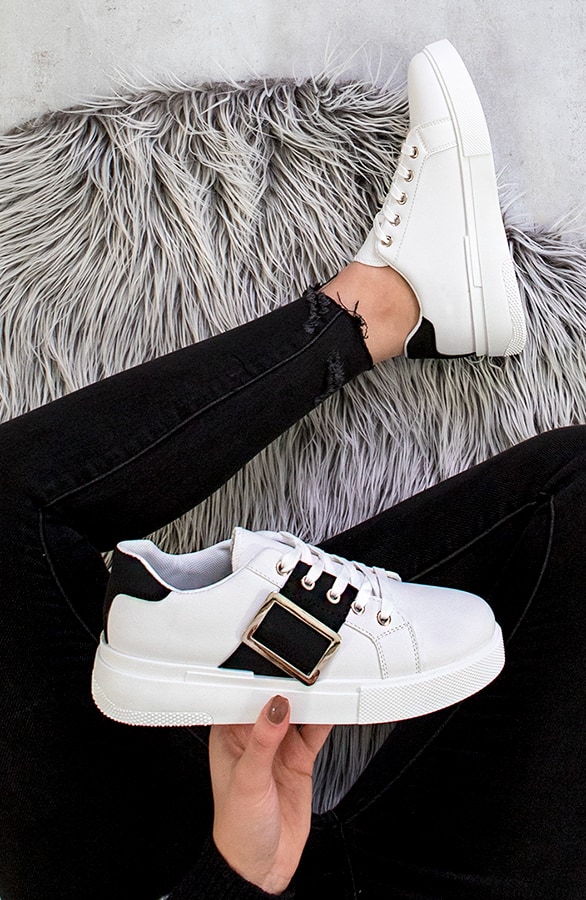 Gesp Sneakers Wit Zwart – shoparchief