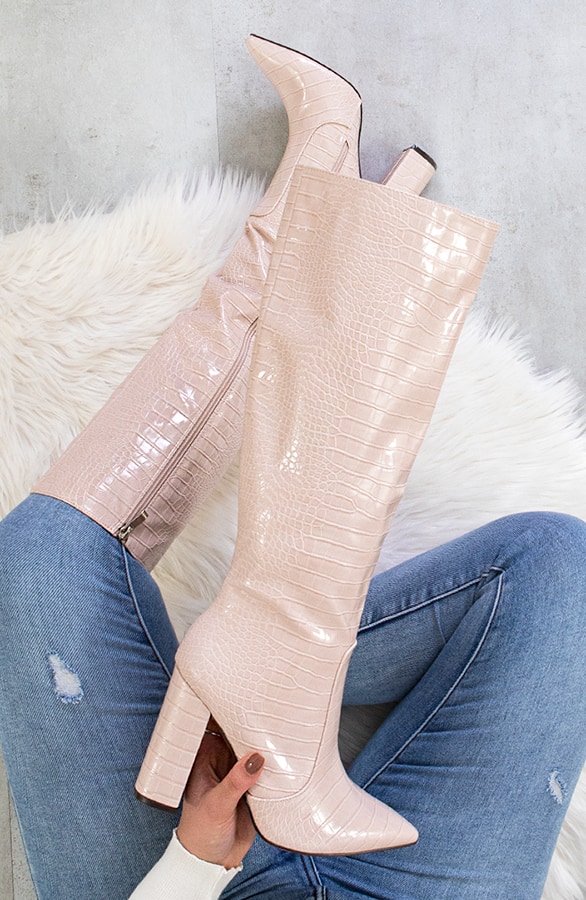 High Boots Croco Beige – shoparchief
