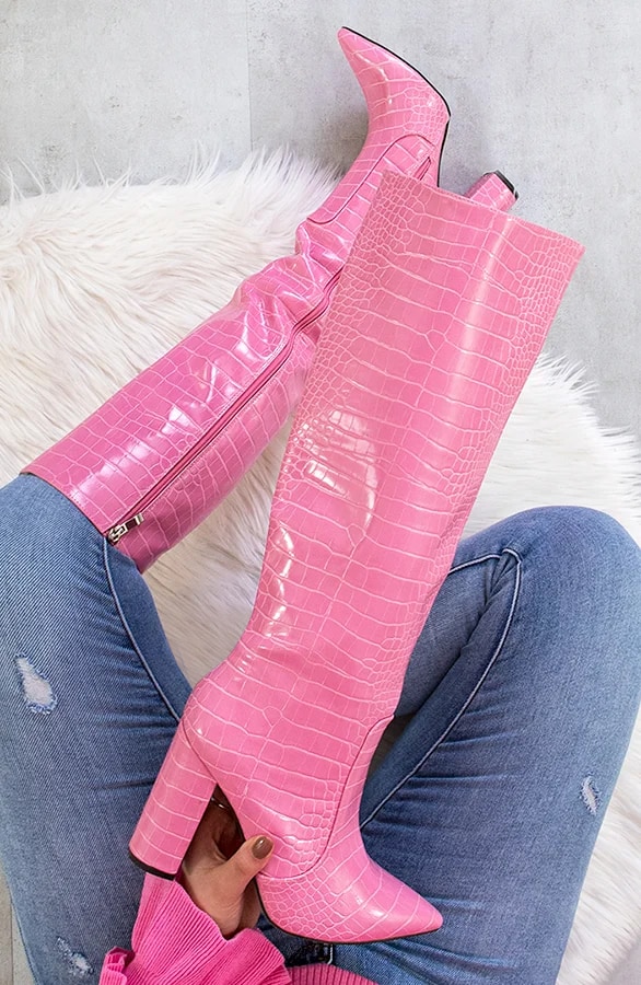 High Boots Croco Roze – shoparchief