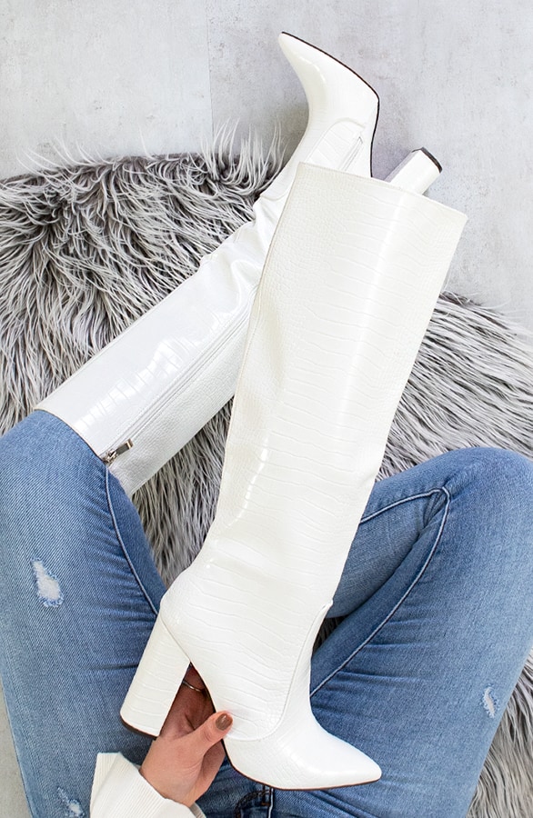 High Boots Croco Wit – shoparchief