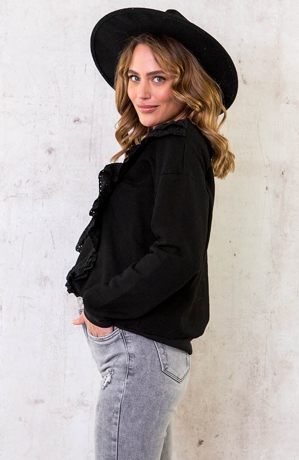 Katoenen Embroidery Sweater Zwart – shoparchief, foto 3