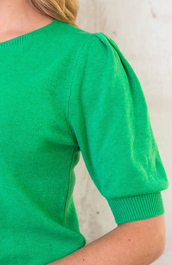 Knitted Top Met Pofmouwen Bright Green – shoparchief, foto 5