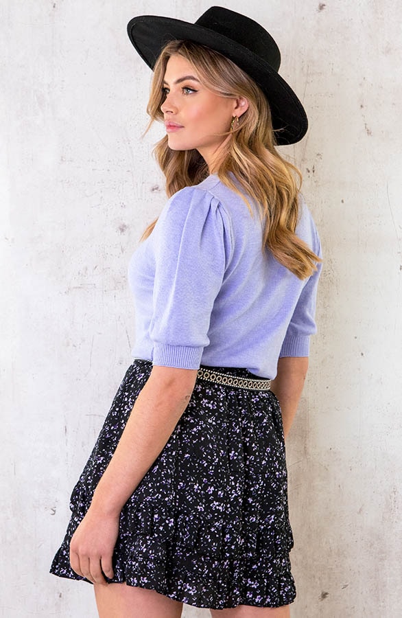 Knitted Top Met Pofmouwen Lila – shoparchief, foto 4